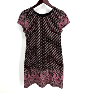 Vestido Anthropologie MAEVE Jacquard Metálico Cambio Rosa Paisley Pequeño S Preppy - Imagen 1 de 11