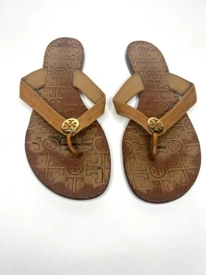 Sandalias Tory Burch Thora Tanga Chanclas Zapatos Cuero Marrón Talla 11 Foto 1 de 4