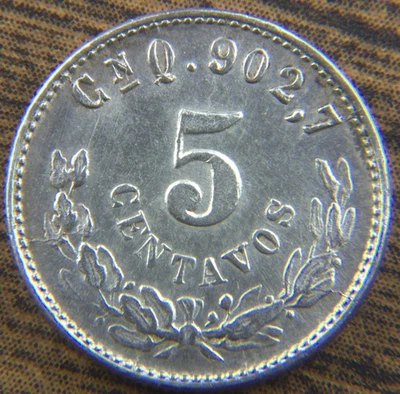 5 centavos de plata CnQ México 1901 Foto 1 de 2