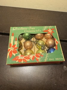 Juego de 12 mini adornos navideños vintage. Vidrio de mercurio hecho en Japón - Imagen 1 de 6