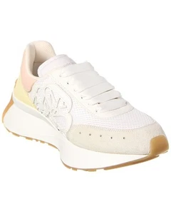 Alexander Mcqueen Low Sprint Runner Mesh & Leather Sneaker Women's White 38.5 - Picture 1 of 5