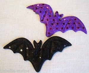 GRANDE APPLIQUE PAILLETTE SCINTILLANTE ** 6 x 12 cm ** CHAUVE SOURIS HALLOWEEN - Picture 1 of 3