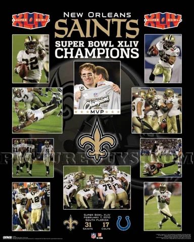 New Orleans Saints Super Bowl 44 Championship Picture Plaque Cover