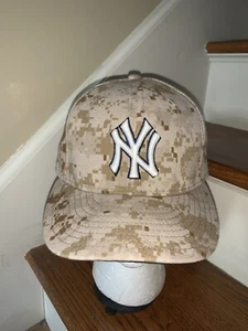 raro berretto baseball NEW ERA NEW YORK YANKEES esercito fatica mimetico ufficiale sul campo - Foto 1 di 11
