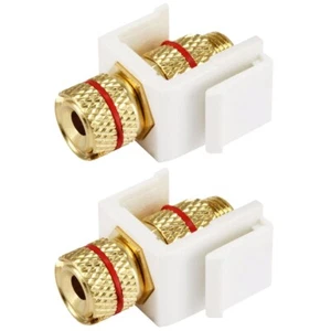 2x Banana Plug Spade Bare Wire Keystone Jack Screw for Wall Plate White Red - Picture 1 of 3