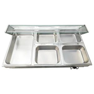 Electric Food Warmer Bain-Marie Buffet 1/2 Sizse & Full Size Pan Glass Table - Picture 1 of 22
