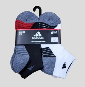 ADIDAS Boys Socks Low Cut Cushioned Aeroready 6 Pack Shoe Size 3Y-9Y - Picture 1 of 3
