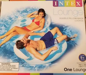 Intex Piscina galleggiante con schienale doppio cuscino blu con 2 porta tazze!! - Foto 1 di 3