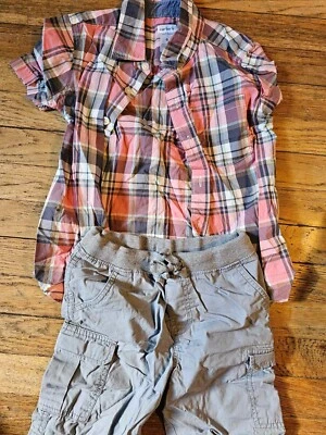Carter’s Suit Boys Kids size 6 Plaid 2 Pieces Short Sleeve Cargo Shorts Sz - Image 1 of 3