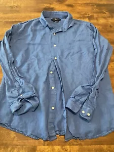 Men’s Jack And Jones Premium Linen Blend Blue Button Up Shirt Beach Large - Picture 1 of 10