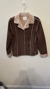 Womens Calispia Brown faux suede jacket Pockets size Medium. NWOT - Picture 1 of 8