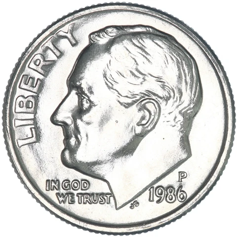 1986 P Roosevelt Dime BU US Coin Cover