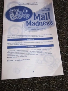 Littlest Pet Shop LPS Mall Madness Game Replacement Part Instruction Sheet ONLY - Picture 1 of 2