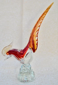 VINTAGE LARGE GLASS COCKEREL - PURCHASED UK LATE 1970s / EARLY 1980s - PERFECT! - Picture 1 of 10