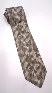 STAFFORD Men's 100% Silk Necktie Designer Geometric FLORAL Gray/White EUC - Picture 1 of 5