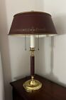 Vintage 21” Brass Red Painted Table Lamp Bouillotte Metal Tole Hollywood Regency