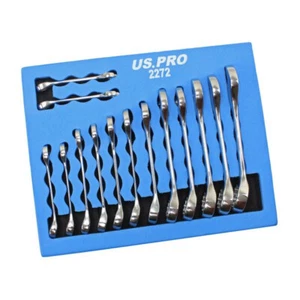 US PRO Stubby Spanners 14pc Short Reach Combination Spanner Wrench Set 6mm-19mm - Picture 1 of 6