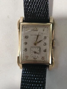 Vintage Wittnauer Mens Watch 23mm Tank Art Deco Mid Century Modern Runs 10k GF - Picture 1 of 3