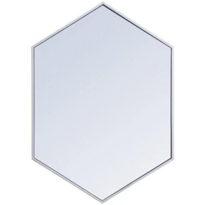 Pemberly Row 34" x 24" Hexagonal Metal Frame Mirror in Silver - Image 1 of 4