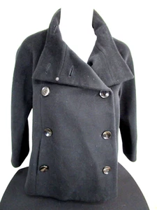 Tsesay Black Soft 100% Wool Double Breasted High Collar Coat Jacket Women Sz 4 - Picture 1 of 9