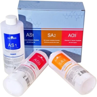BELLA METTE Aqua Hydra Machine Peeling Solution Facial Serum AS1 / SA2 / AO3 Set of 3 UK Sto