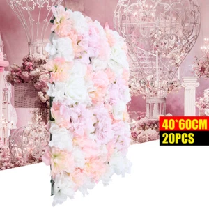 20 Piezas Boda Flor Artificial Pared Seda Floral Pared Fondo Decoración - Imagen 1 de 11