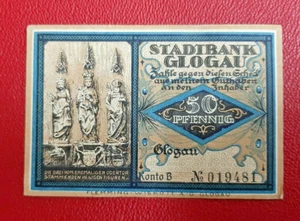 GLOGAU (POLAND GŁOGÓW) NOTGELD 50 PFENNIG 1922 EMERGENCY MONEY GERMANY (15440) - Picture 1 of 2
