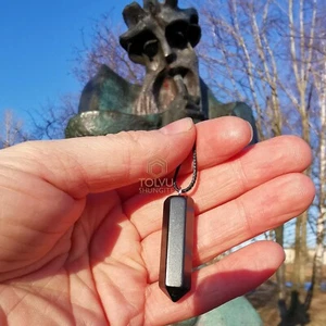 Schungit Kristall Anhänger "Aufrichtigkeit" Halskette aus echtem Schungit Stein, Tolvu - Bild 1 von 3