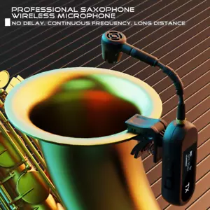Kabelloses Saxophon Mikrofon Sytm Clip auf Instrument für Saxophone und Trompete - Bild 1 von 13