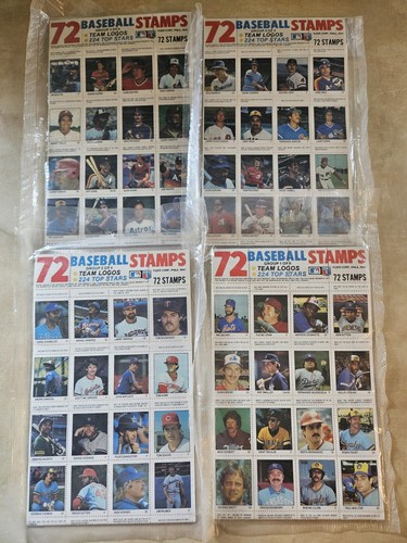 1983 FLEER BASEBALL STAMP SET 4 SHEETS OF 72 =288 STAMPS RYAN DAWSON ...
