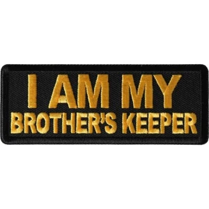 Patch (Iron-On or Sew-On), I Am My Brother's Keeper Yellow on Black, 4" x 1.5" - Picture 1 of 4