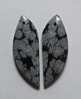 34,05 kt natürliche Schneeflocke Obsidian (je 38 mm x 14 mm) gebohrtes Streichholz Paar I