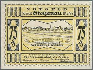 Dinero de emergencia - Kreis Stolzenau a. d. Weser - 75 peniques - 1921 - motivo 1 / Wiedensahl - Imagen 1 de 2