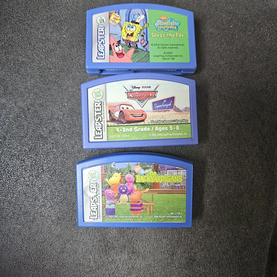 Leapfrog Leapster Game 3 Lot SpongeBob Saves The Day, Cars, The Backyardigans  - Image 1 of 1