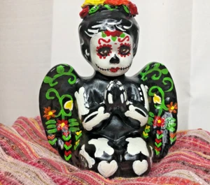 Ángel Orador Día de Muertos 6" Esqueleto Cerámico Pintado a Mano por Klare RE - Imagen 1 de 6