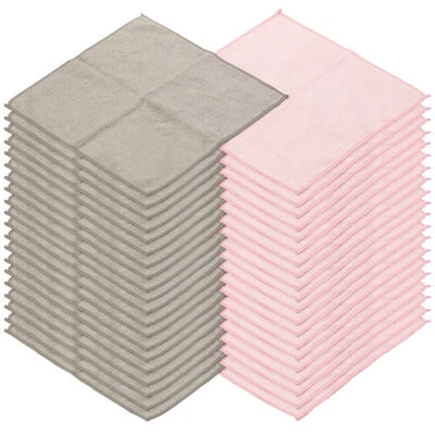 40 Mikrofaser-Kosmetiktücher zur Gesichtspflege, rosa/grau, 30 x 30 cm - Bild 1 von 4