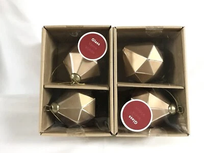 Allen + Roth 2 Pk Vidrio Geométrico Cuadrilátero Ambiente Adornos de Navidad Foto 1 de 4