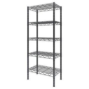 Scaffalatura 5 ripiani scaffale portaoggetti acciaio portata 200 kg nero - Foto 1 di 6