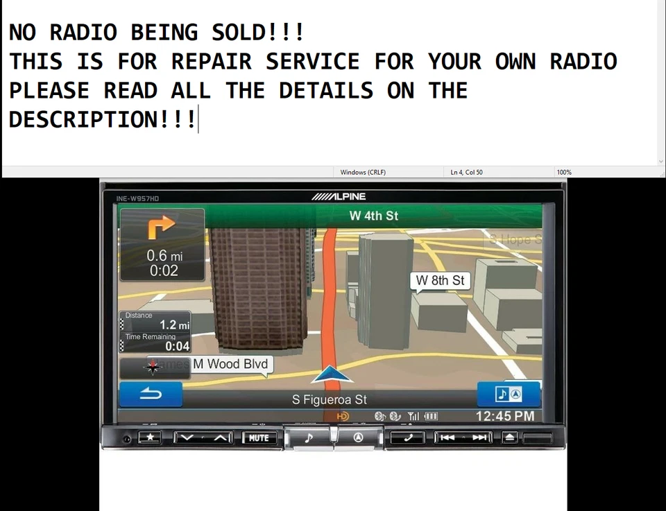 ALPINE INE-W927HD ALPINE ICS-X7HD LCD SCREEN REPLACEMENT SERVICE.READ B4 BUYING! - Image 1 of 1