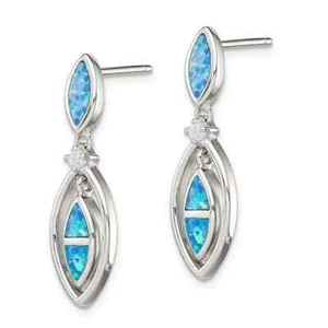Women Classic 925 Sterling Silver Round Cut Blue Fire Opal Stud Earrings HOT! - Picture 1 of 3