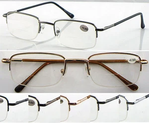 Gafas de lectura bifocales semi sin montura bisagras de resorte estilo clásico diseñadas L251 - Imagen 1 de 12
