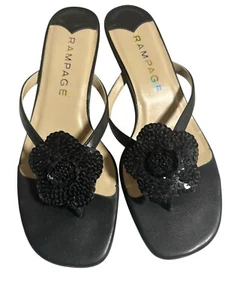 Rampage Perlen Blume Rosette Akzent Leder Sandalen Pantoletten Schuhe - 9,5 - Bild 1 von 6