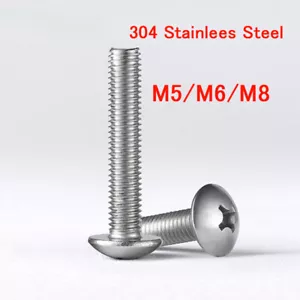 M5 M6 M8 Phillips grande piatto tondo testa capriata bullone vite acciaio inox 304 - Foto 1 di 5
