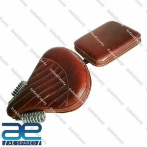 Pure Cuir Avant Arrière Selle Siège Marron Couleur Pour Royal Enfield Classique - Photo 1/12