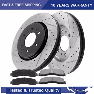 Front Disc Brake Rotors Ceramic Brake Pads for 2010 - 2020 Ford F-150 6 Lug - Foto 1 di 6