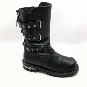 Harley Davidson Emo Moto Motorradstiefel Gr. 7,5 /38,5 Reißverschluss schwarz Leder - Bild 1 von 9