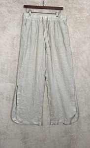 C&C California Pants Womens Medium Beige Linen Blend Wide Leg Drawstring Pockets - Picture 1 of 9