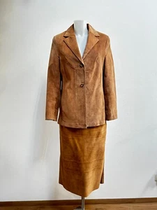 TCM Anzug 2tlg. Blazer mit Rock Set Kostüm Gr. 42 braun Leder - Bild 1 von 9