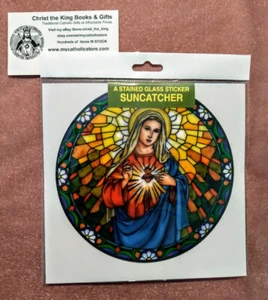 IMMACULATE HEART OF MARY SUNCATCHER-NON-ADHESIVE STATIC CLING FOR WINDOW OR CAR - Picture 1 of 1