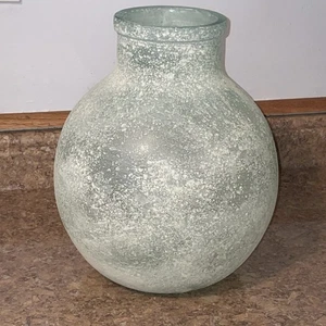 Schöne Vase aus recyceltem Glas, strukturiert Handarbeit in Spanien 12" - Bild 1 von 7